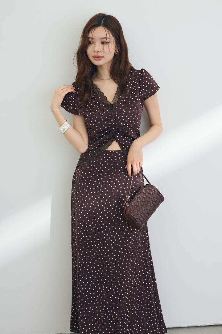 [予約]フロントカットドット美シルエットワンピ