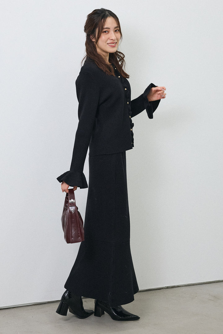 [予約]フロントラッフルデザインニットセットアップ