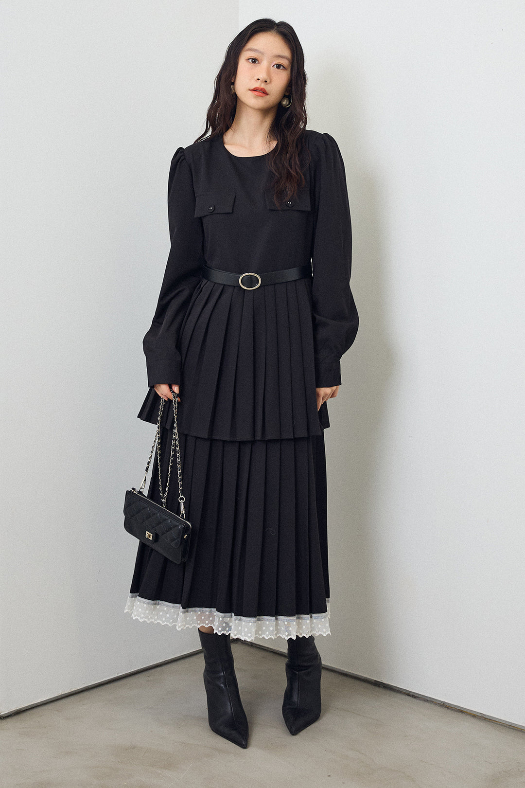 [予約]ダブルプリーツクラシカルワンピース