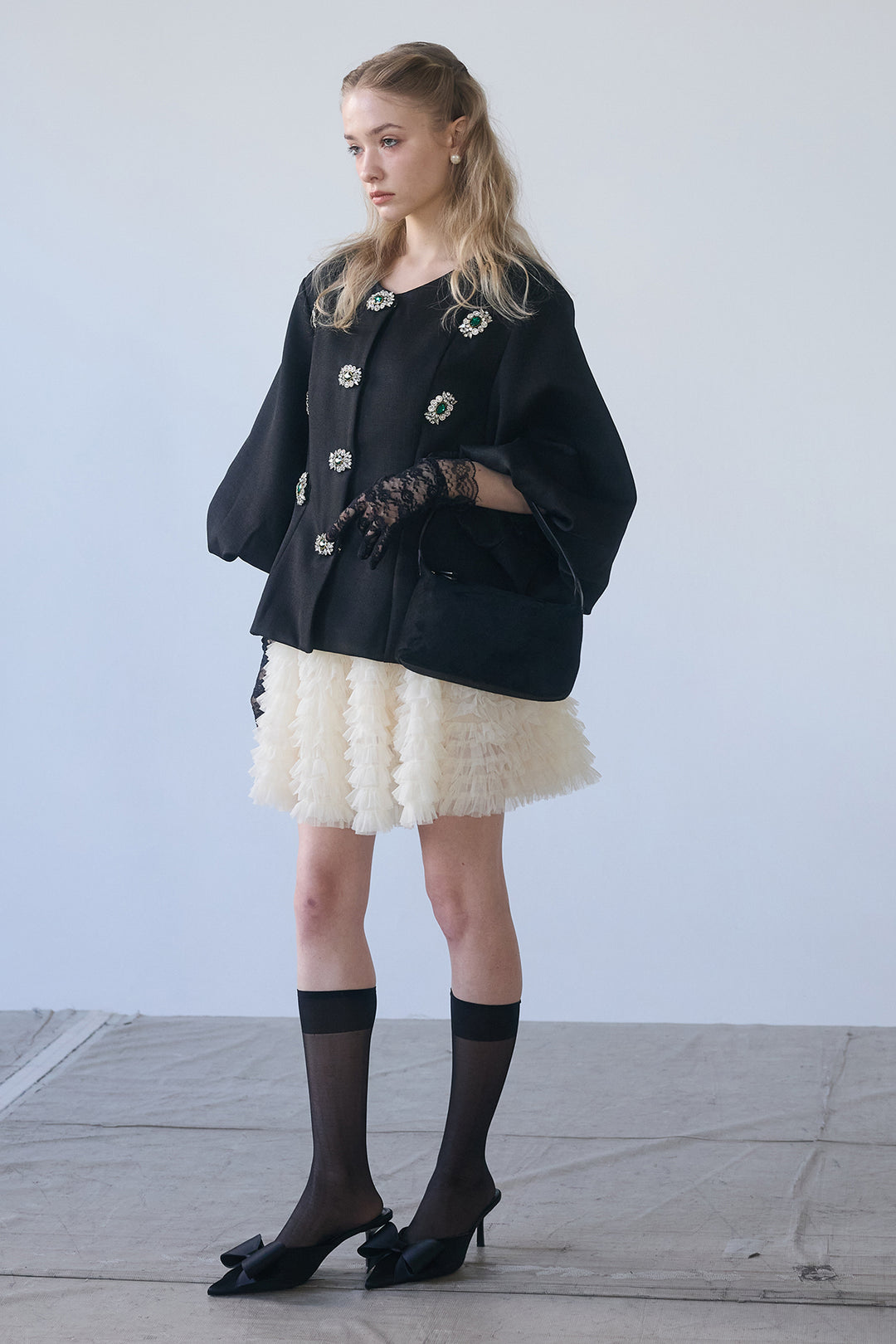 [予約/SET]クラシカルビジュー美ラインジャケット+ホイップチュールミニ丈スカート(2set)