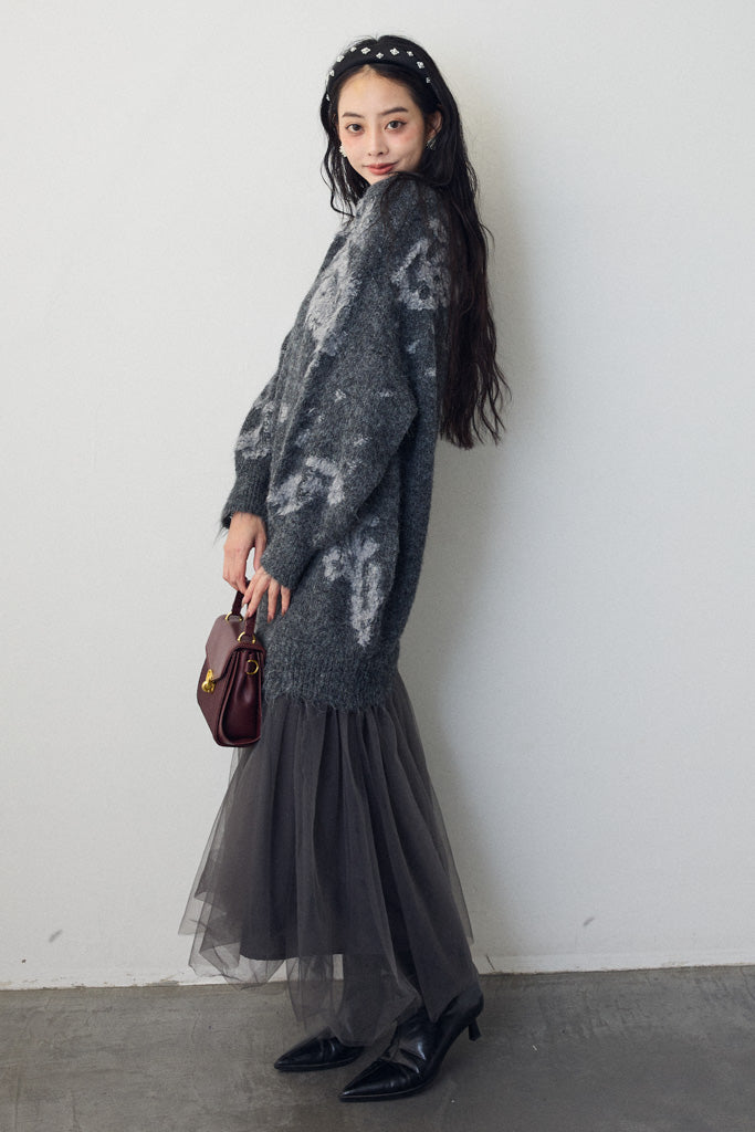 [予約]モチーフジャガードレイヤードニットワンピ