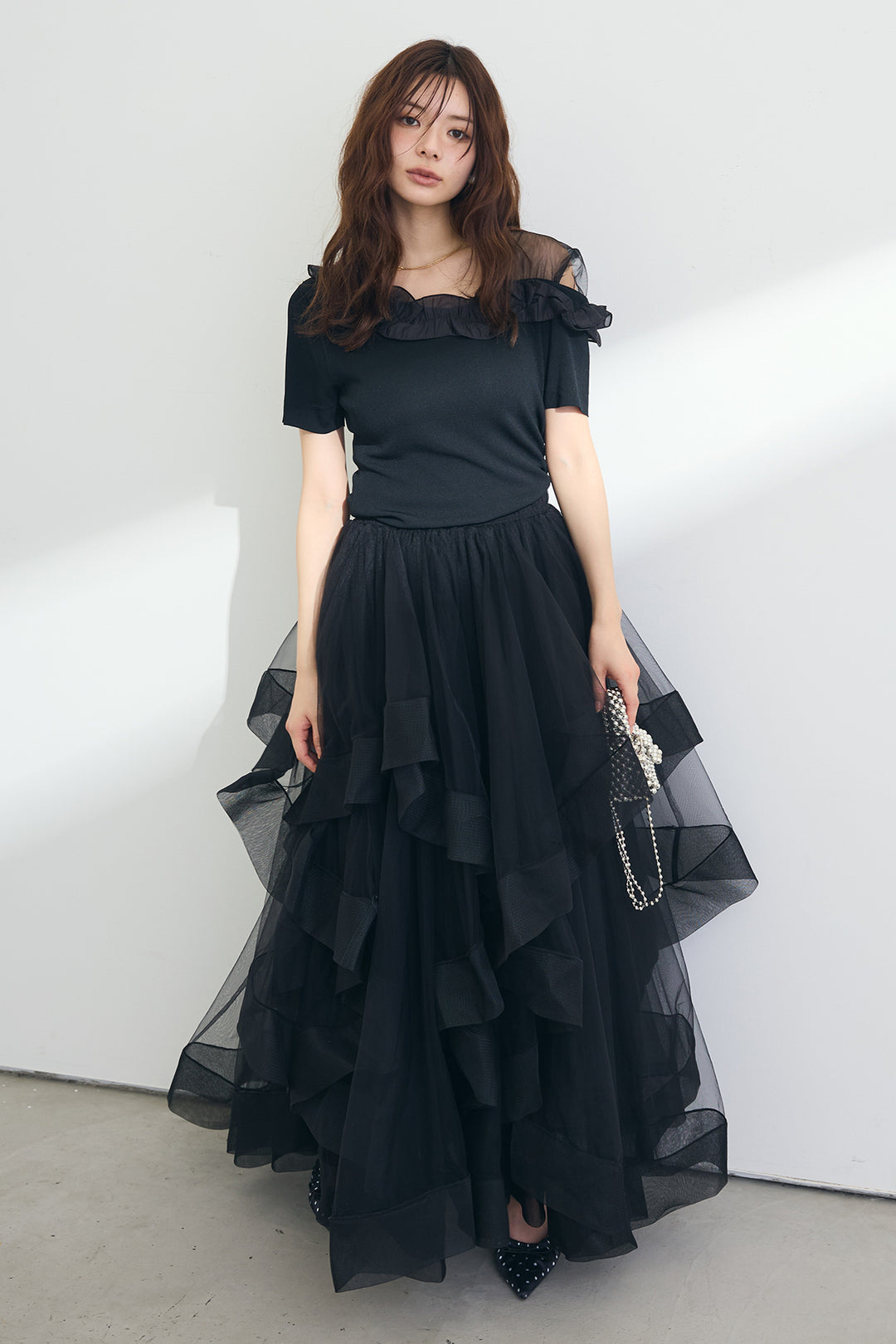 [予約]シースルー×フリルドッキングトップス