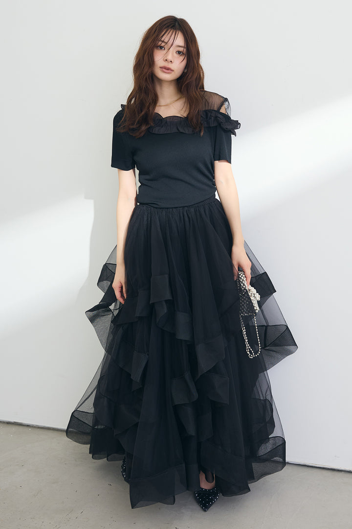 [予約]シースルー×フリルドッキングトップス