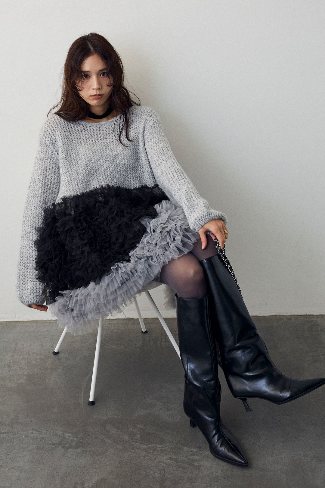 [予約]ホイップチュールドッキングニットワンピ