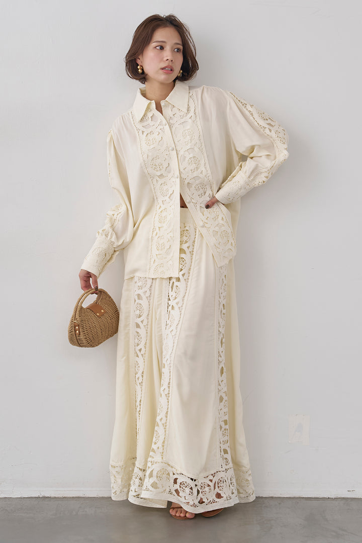 [予約]ヴィンテージライクレースシャツセットアップ