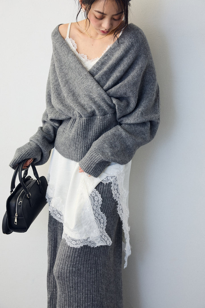 [予約]サテンレースアシメキャミ