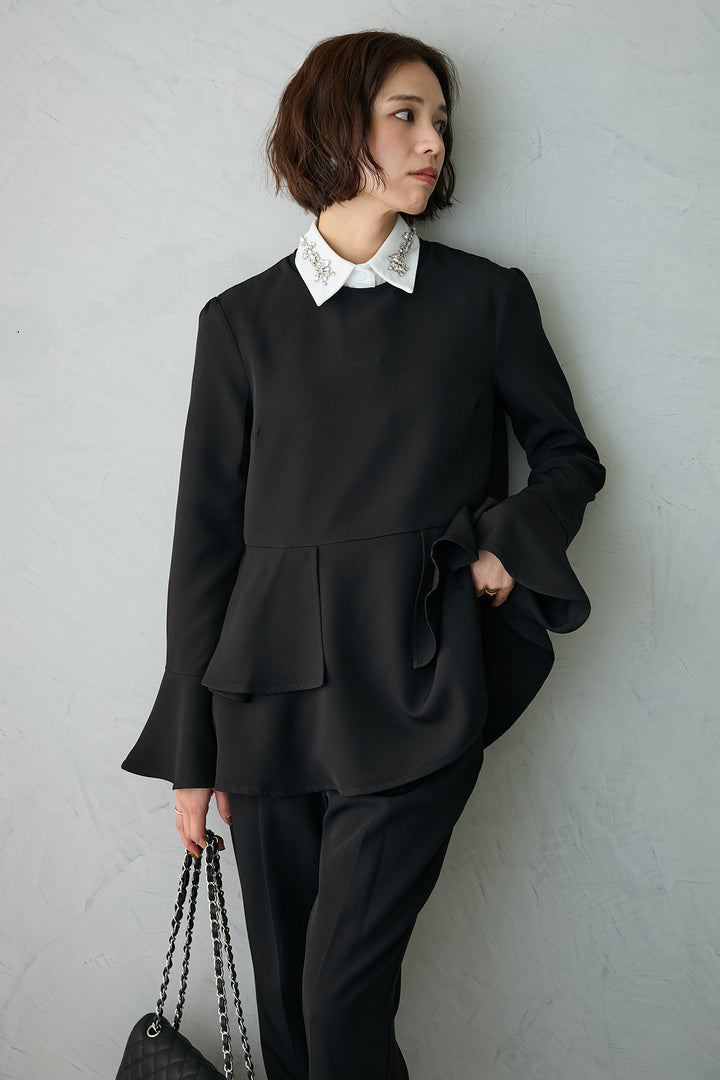 [予約]ティアードペプラムフレアスリーブブラウス