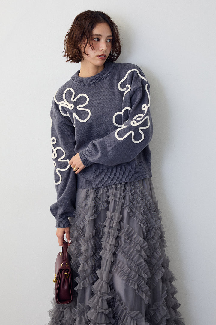 [予約]コードフラワーニットプルオーバー