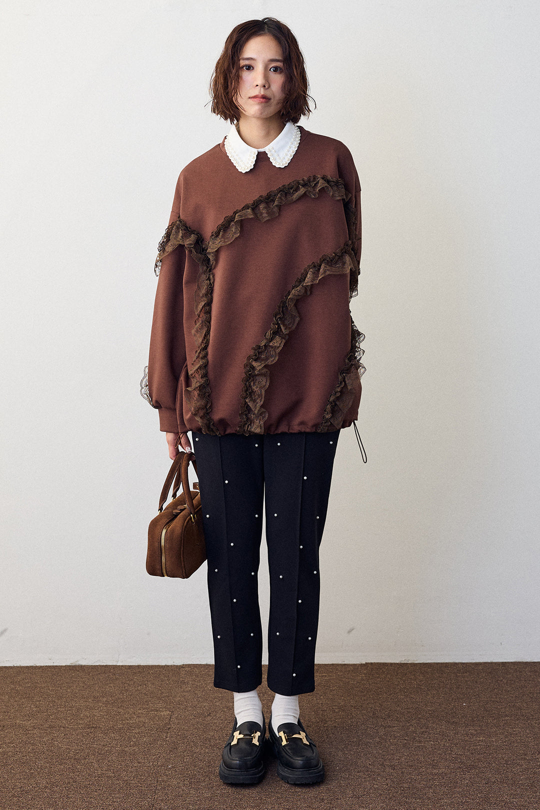 [予約]レースフリルランダムラインスウェット