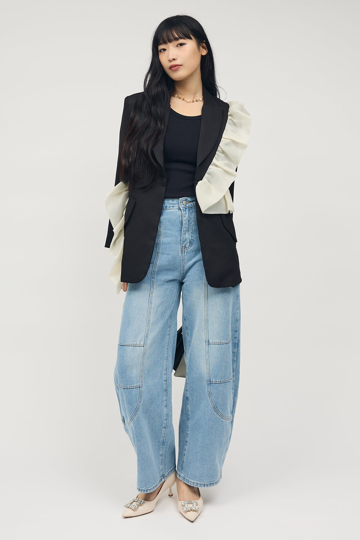 予約]ステッチ美ラインカーブデニムパンツ – Frene