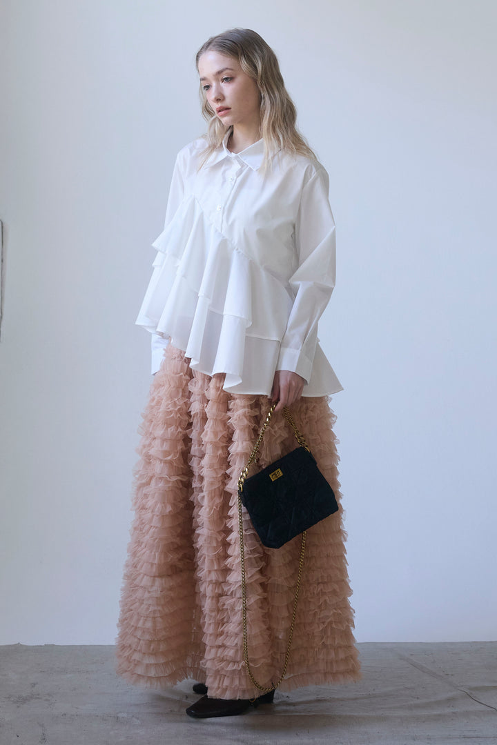 [予約]アシメフリルティアードシャツ