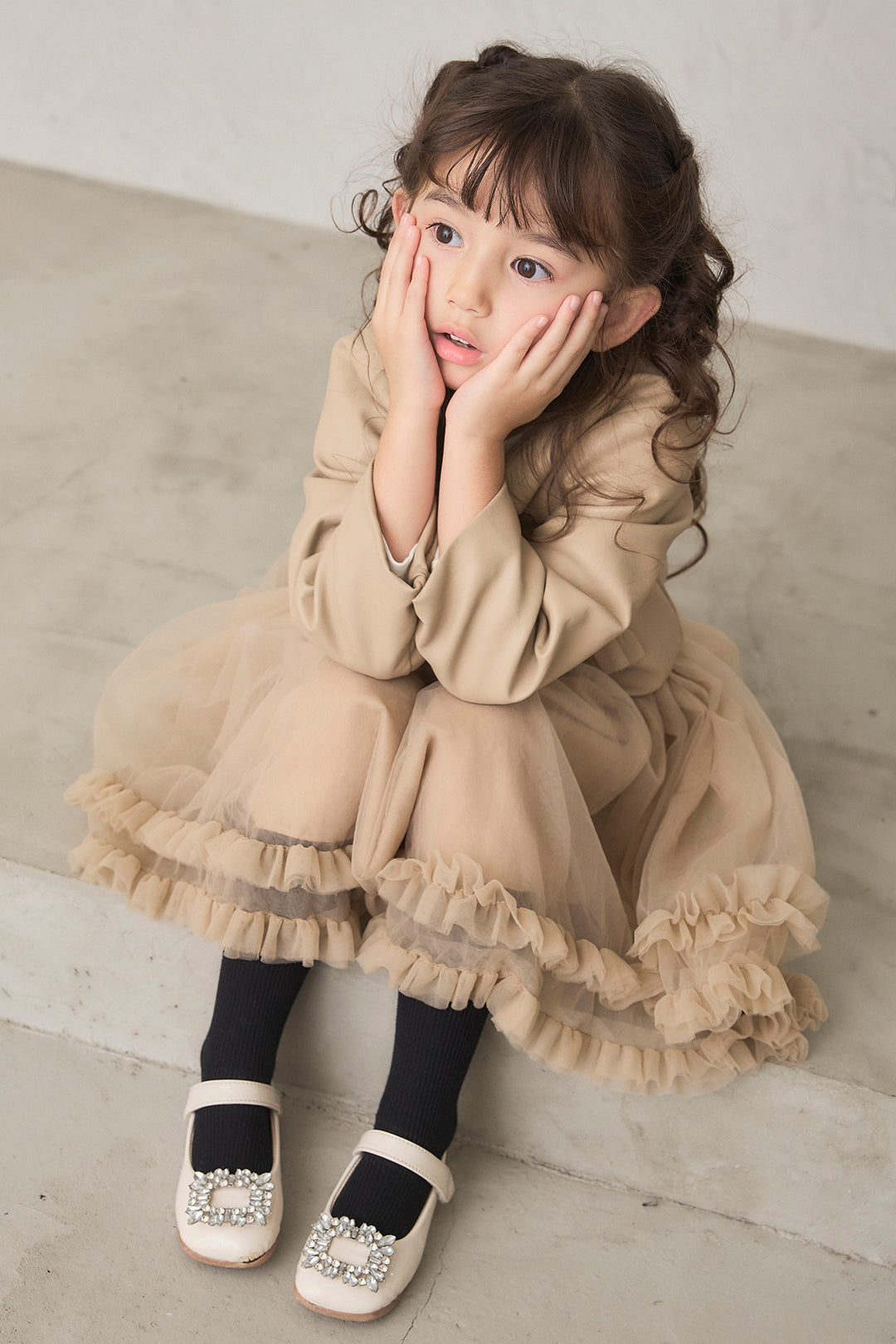 [予約]フリルヘムチュールワンピ＋ジャケットセット