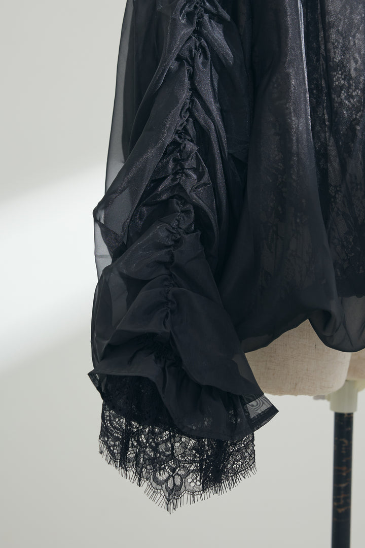 [予約]レースシースルーギャザーフードブルゾン