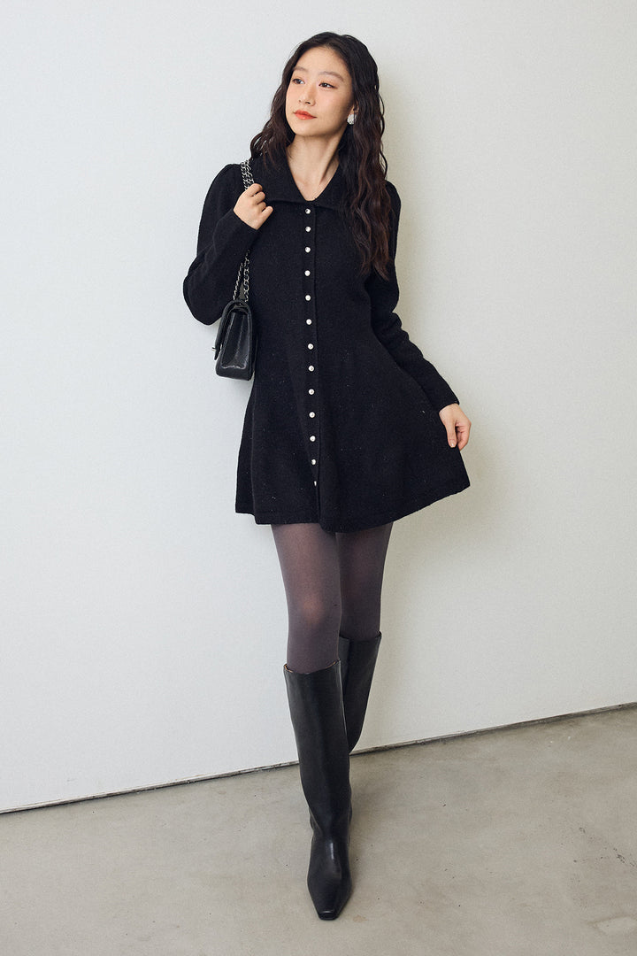 [予約]セミフレアラインニットミニワンピ