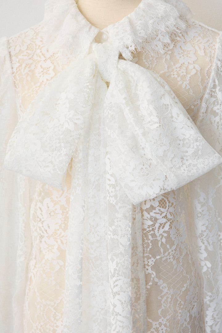 [予約]クラシカルレースボウタイブラウス