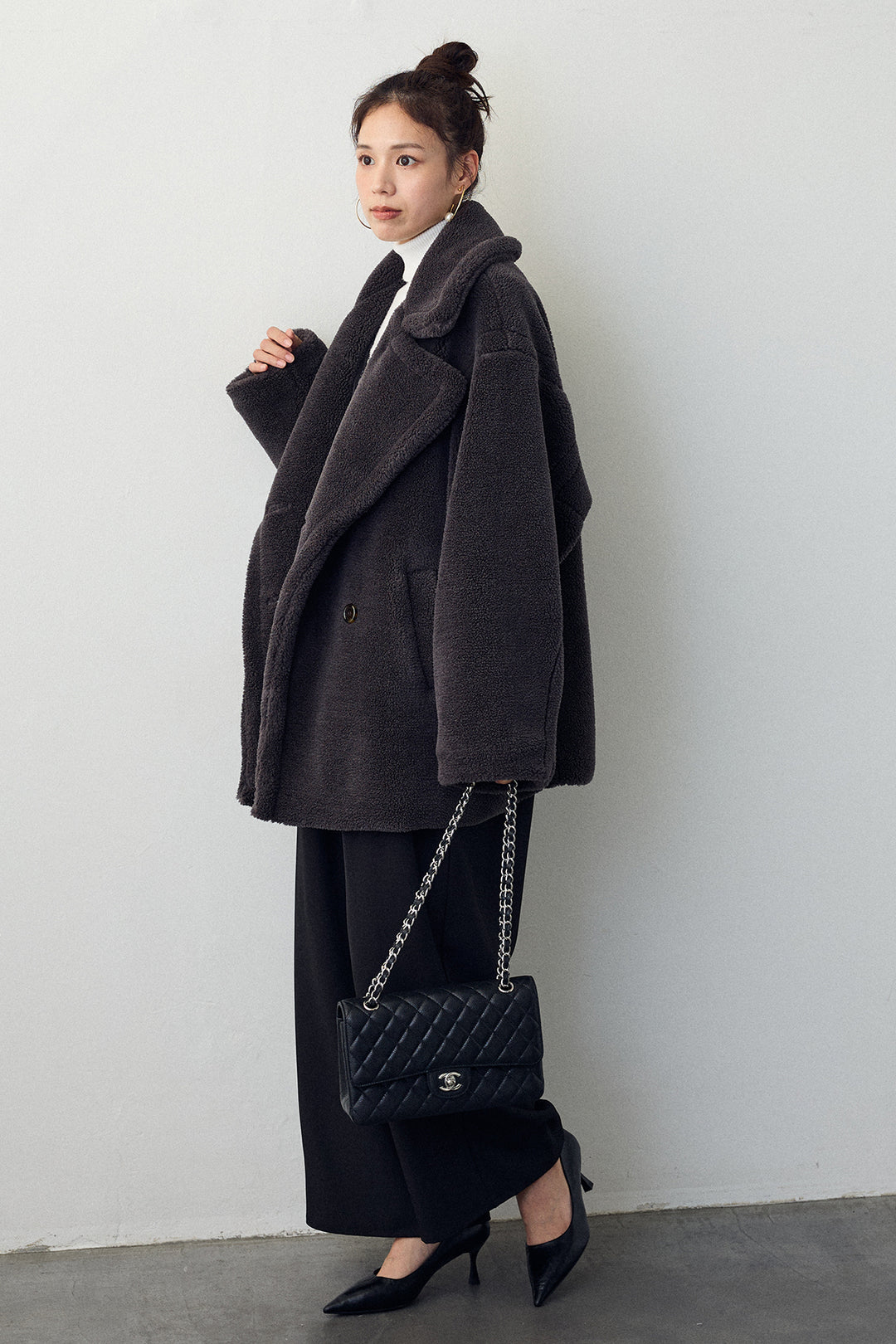 [予約/SET]テディボアミディ丈コート+レースキャミオールインワン(2set)