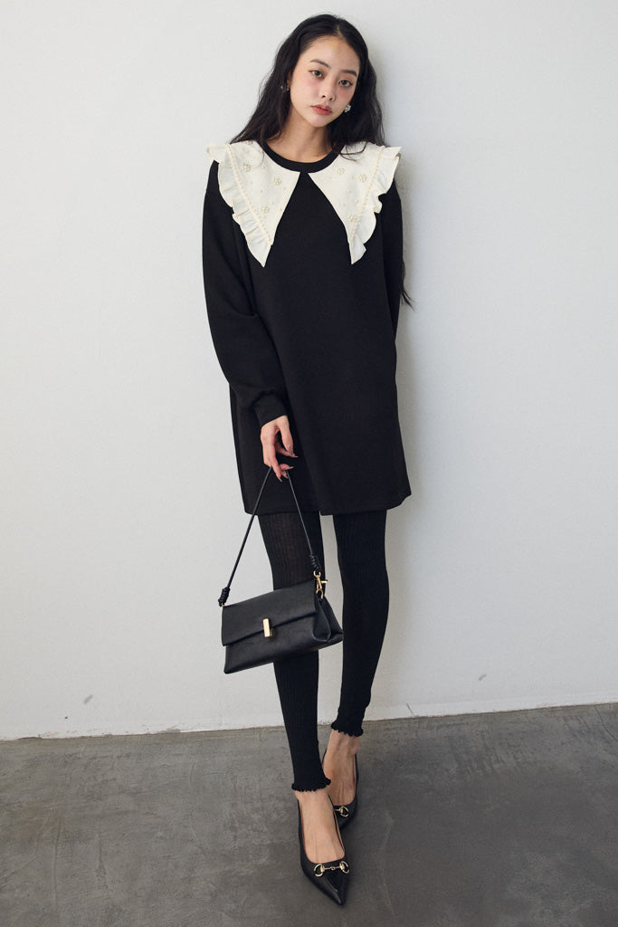 [予約]パールフラワーBIGカラースウェットワンピ