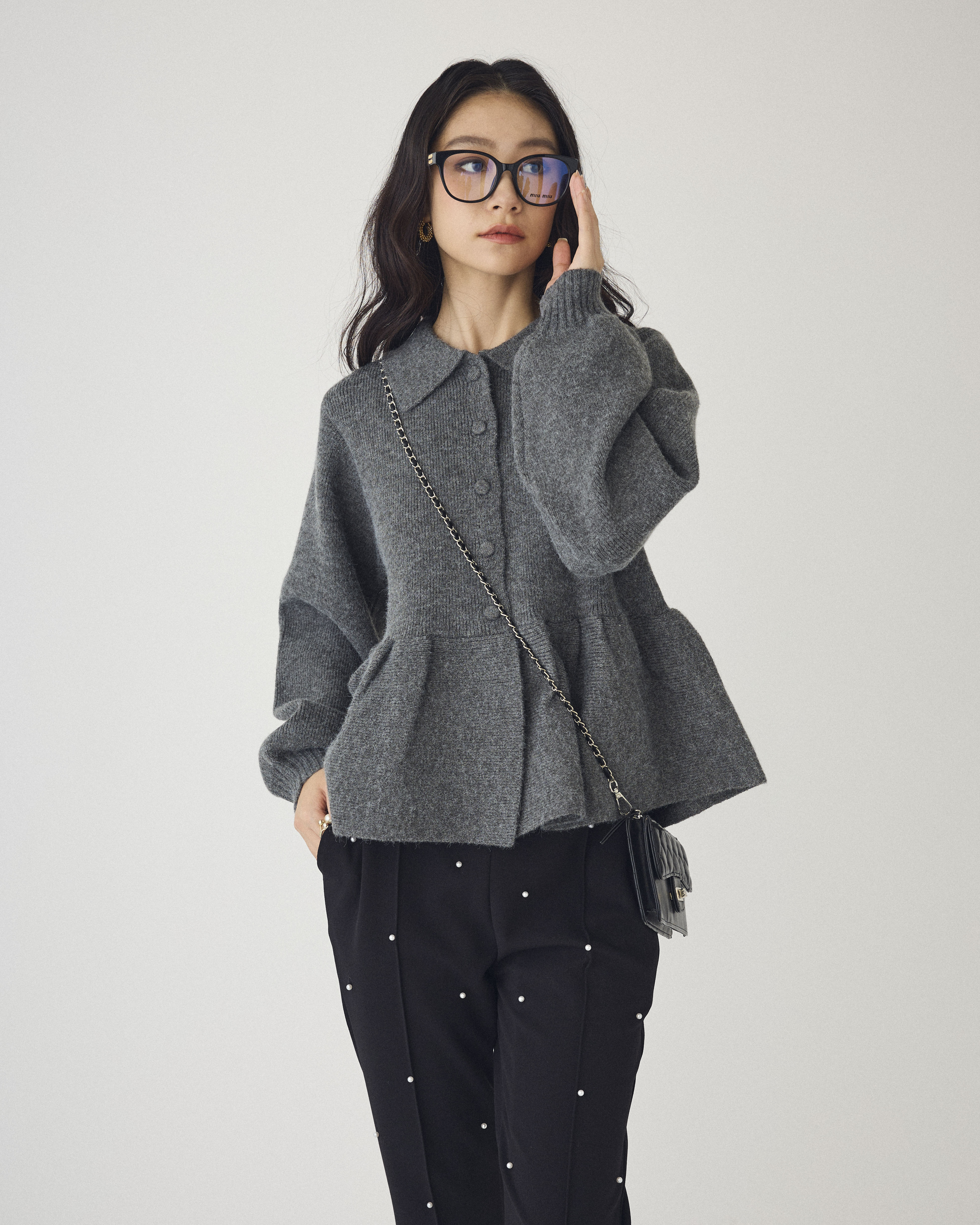 リボンジャガードジャケット　ブラック　Frene ジャガードリボンブラウス – BUNNY APARTMENT