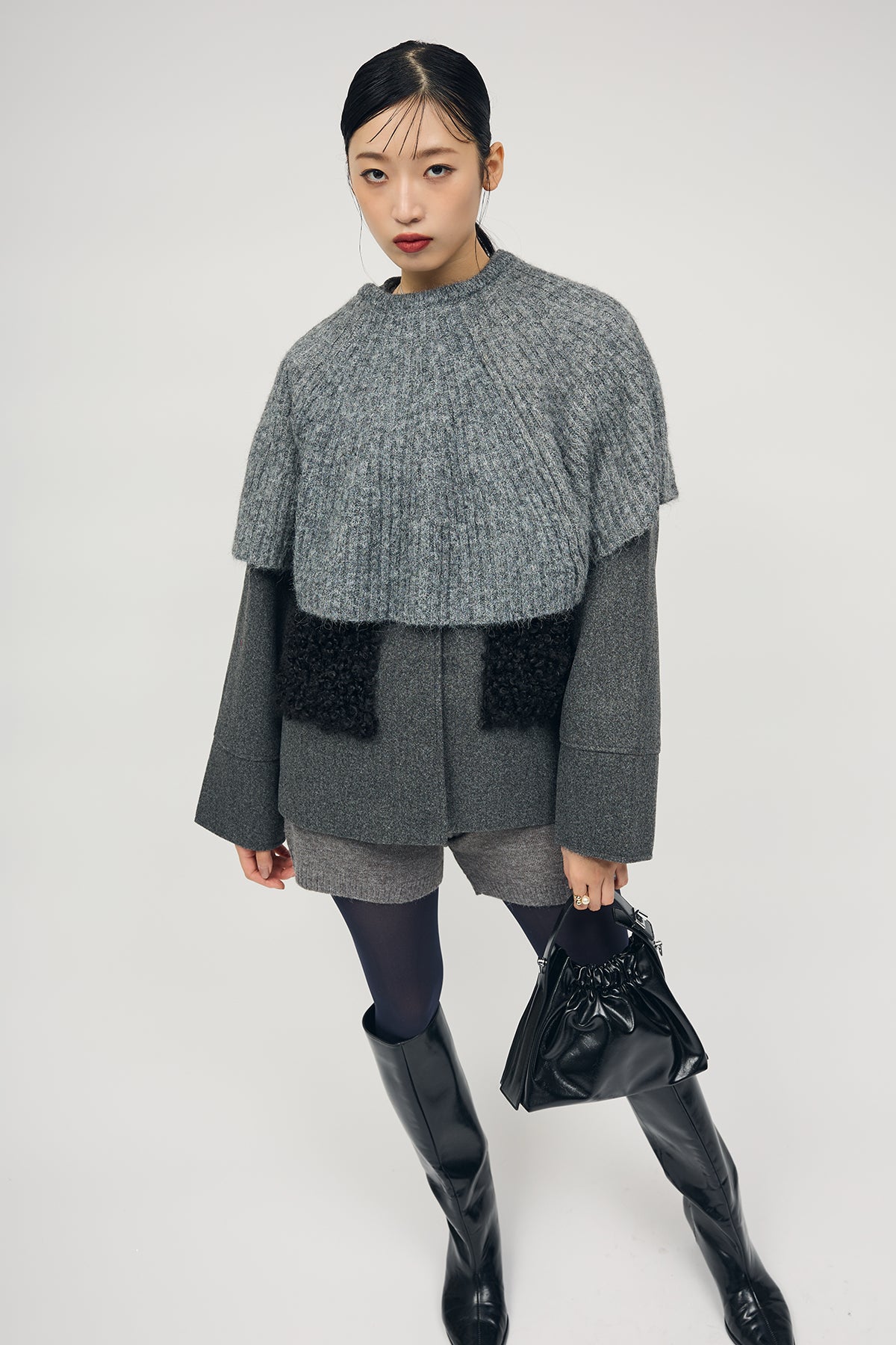 予約]ボアポケットノーカラーコート – Frene