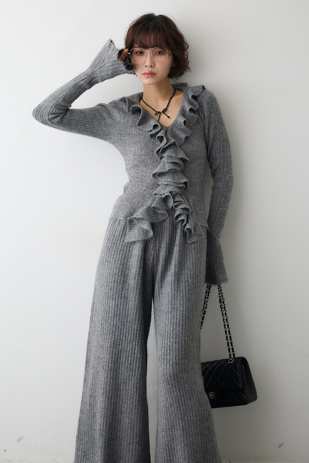 [予約]フロントフリル美ラインニットセットアップ