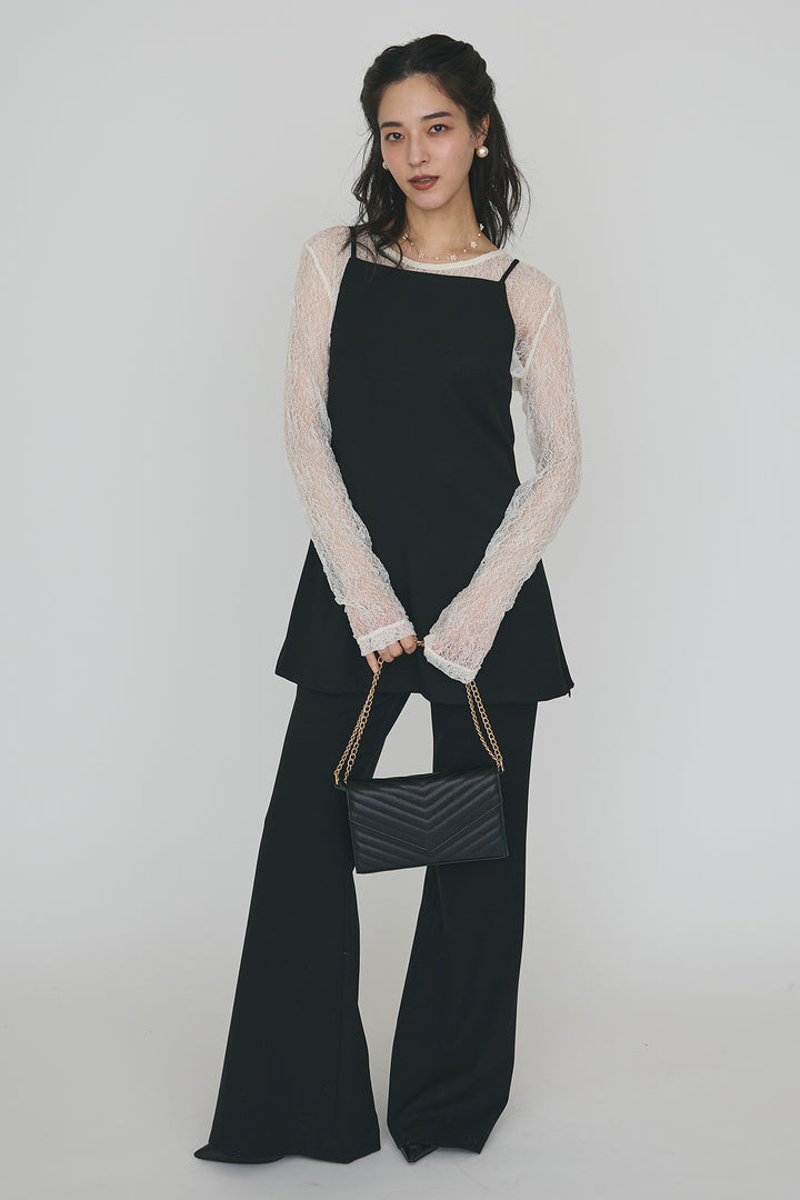 [予約/SET]バックリボン美シルエットキャミチュニック+美脚セミフレアパンツ(2set)