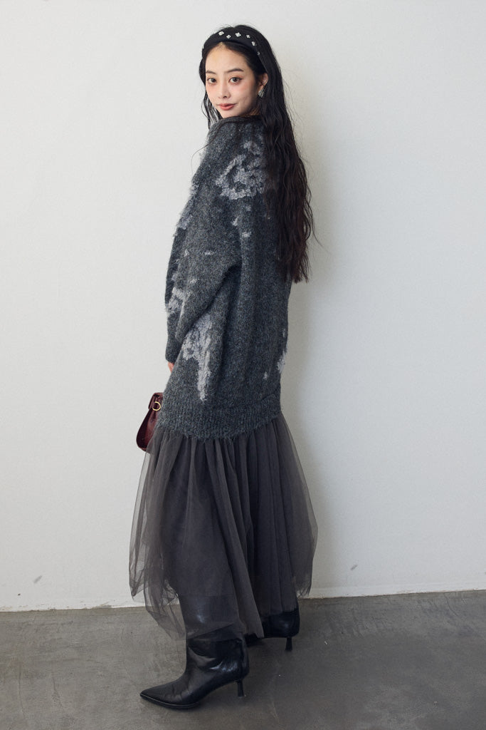 [予約]モチーフジャガードレイヤードニットワンピ