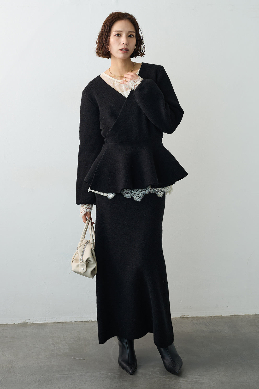 [予約]カシュクールフレアニットスカートセットアップ