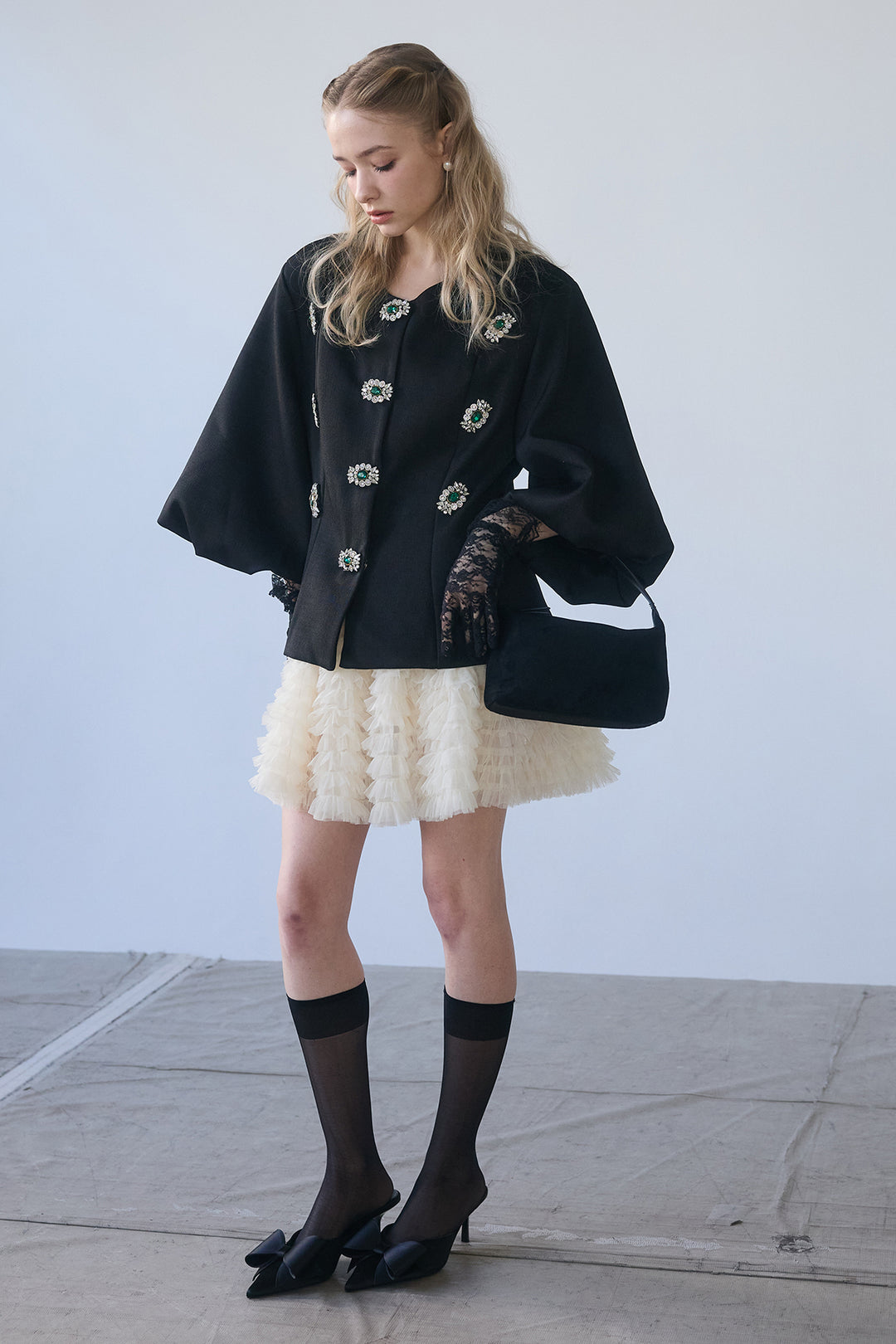 [予約/SET]クラシカルビジュー美ラインジャケット+ホイップチュールミニ丈スカート(2set)