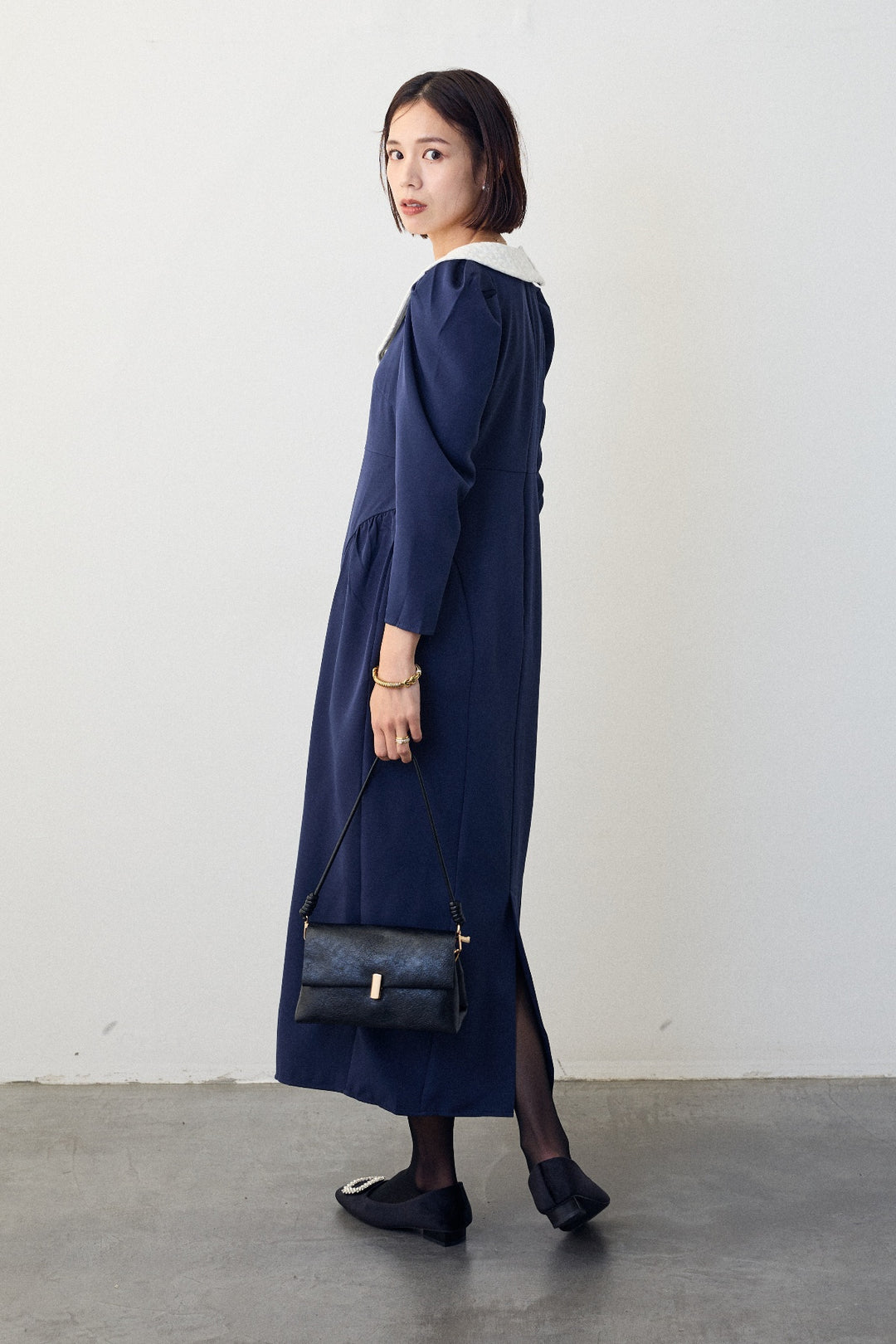 [予約]2wayレースカラーコクーンワンピース