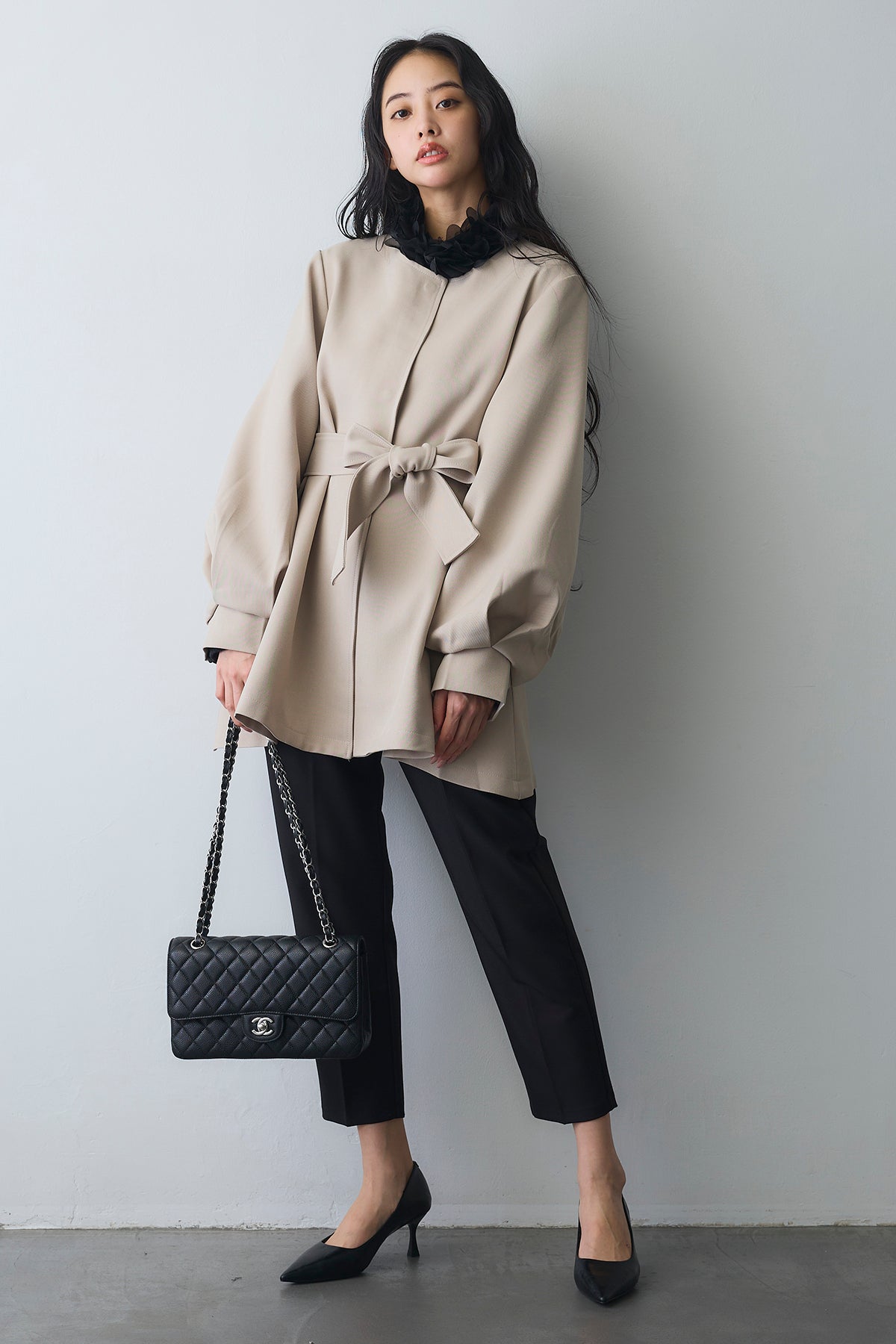 予約]ノーカラーボリュームスリーブジャケット – Frene