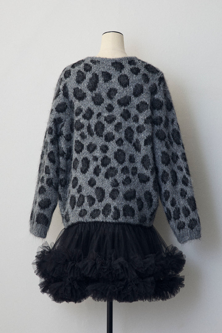 [予約]レオパード×チュールレイヤードカーデ