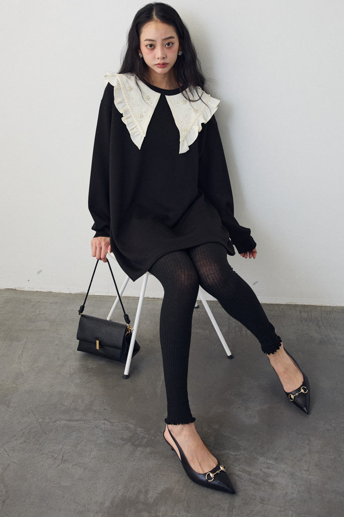 [予約]パールフラワーBIGカラースウェットワンピ