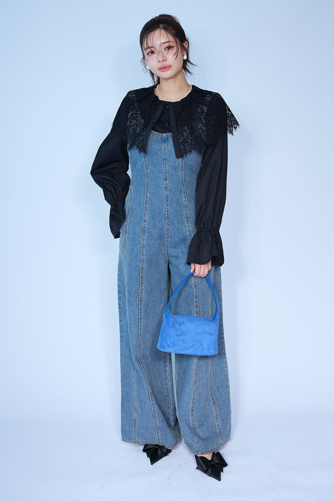 [予約]美ラインデニムサロペット