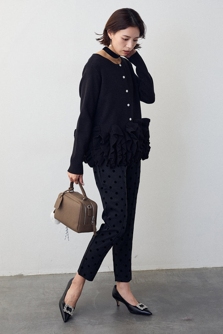 [予約]ドット柄センターラインテーパードパンツ