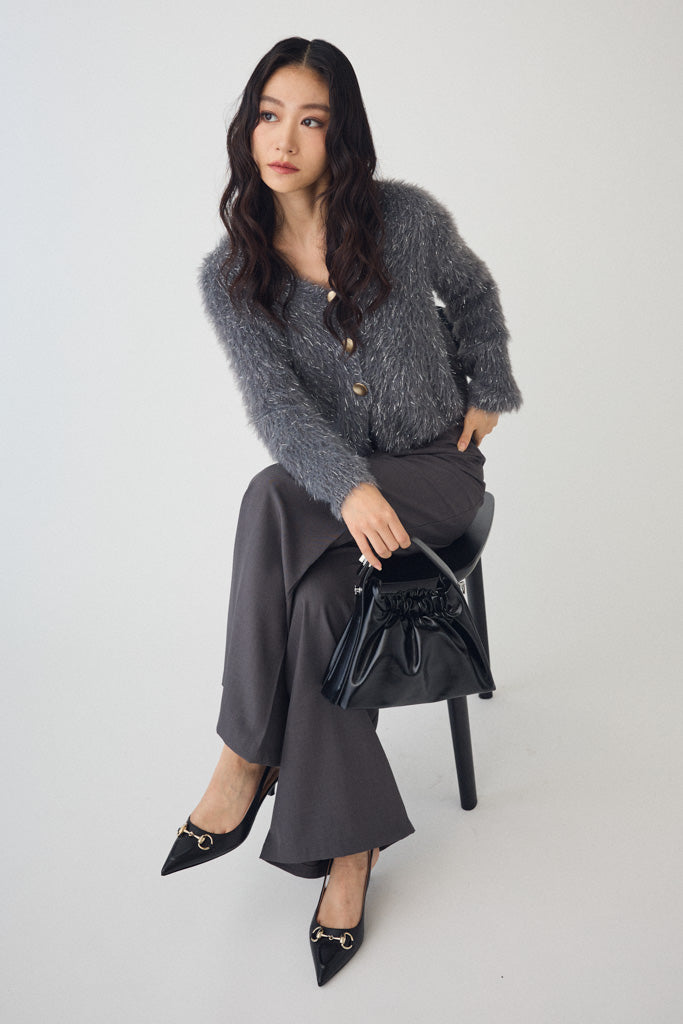 [予約]ゴールドボタンラメシャギーニット