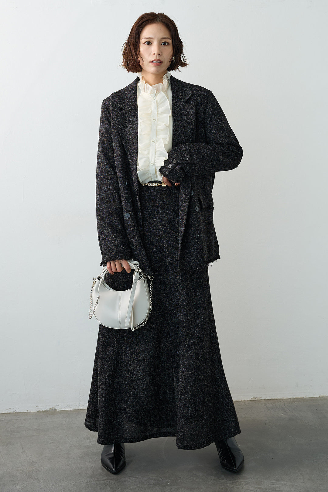 [予約]スラブネップツイードフレアスカート
