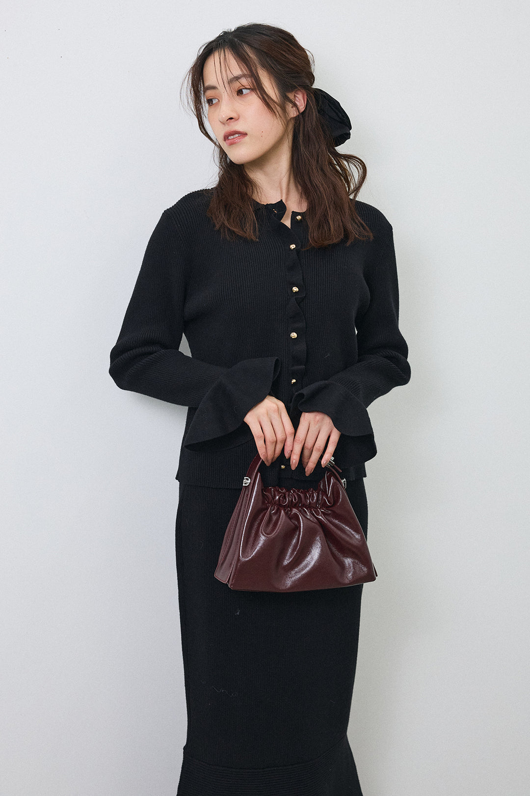 [予約]フロントラッフルデザインニットセットアップ