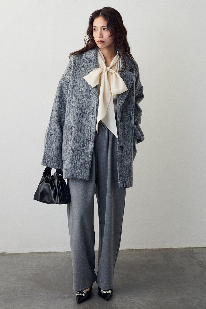 [予約/SET]シャギーミドル丈コート+2タック美シルエットパンツ(2set)