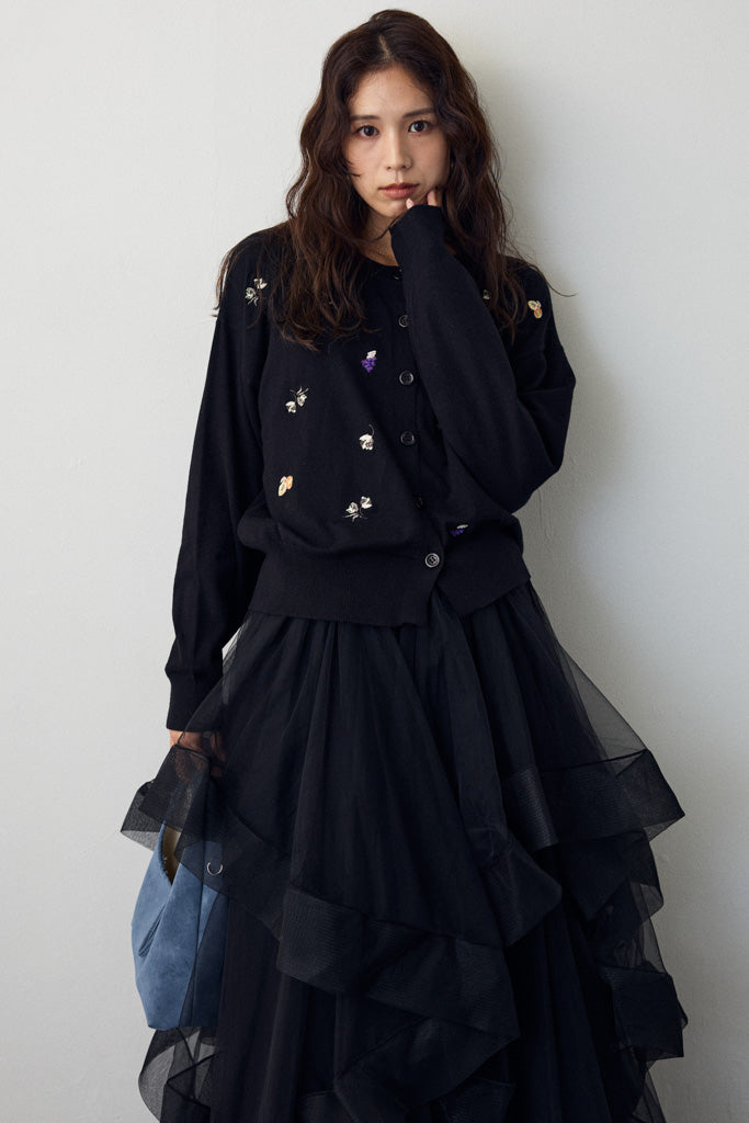 [予約]フルーツフラワー刺繍ニットカーデ