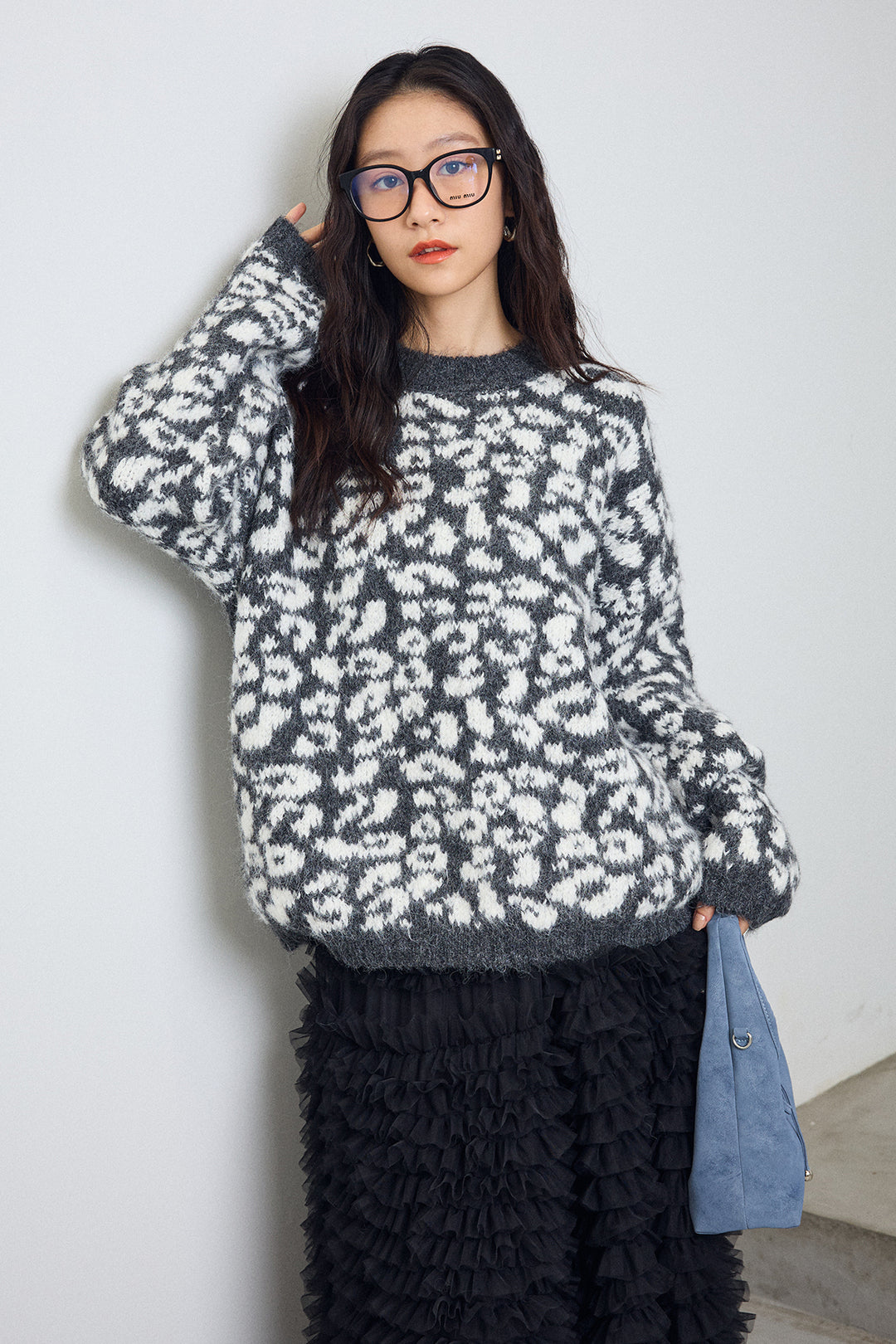 [予約]レオパードクルーネックニットプルオーバー