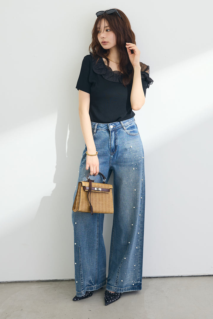 [予約]シースルー×フリルドッキングトップス