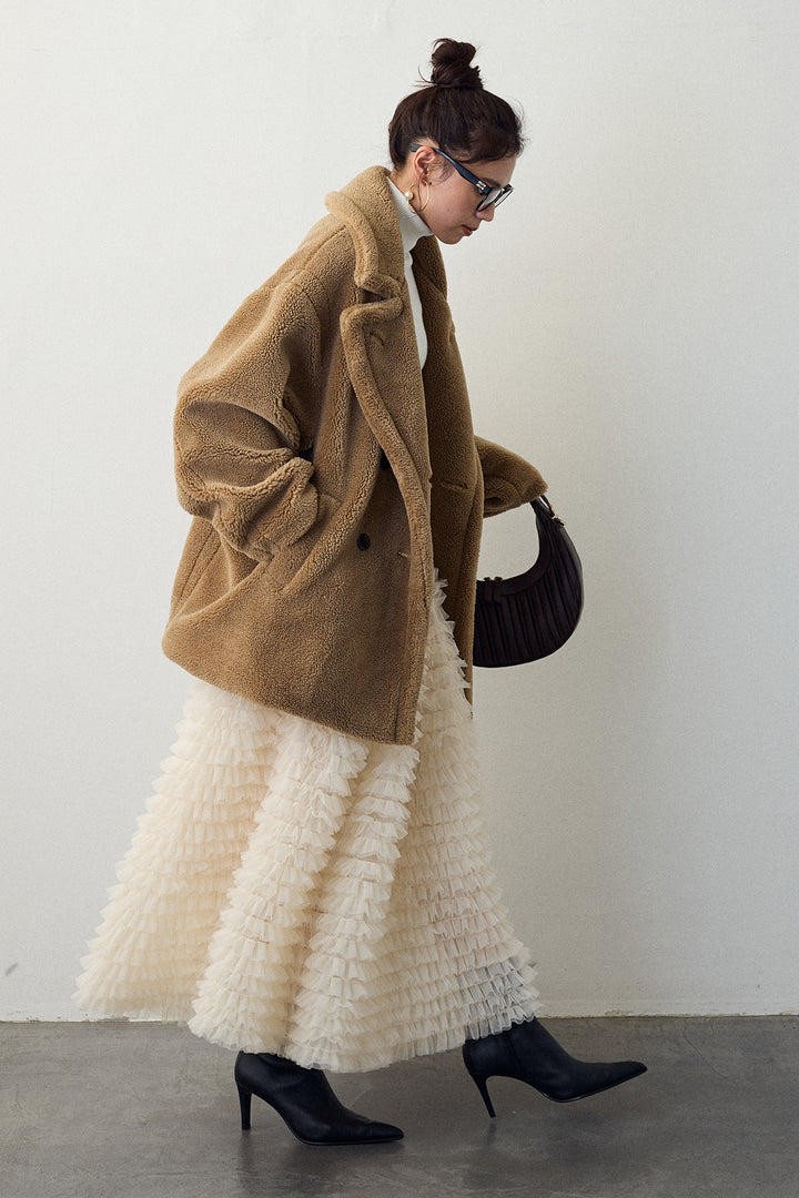 [予約/SET]テディボアミディ丈コート+ホイップチュールティアードスカート(2set)