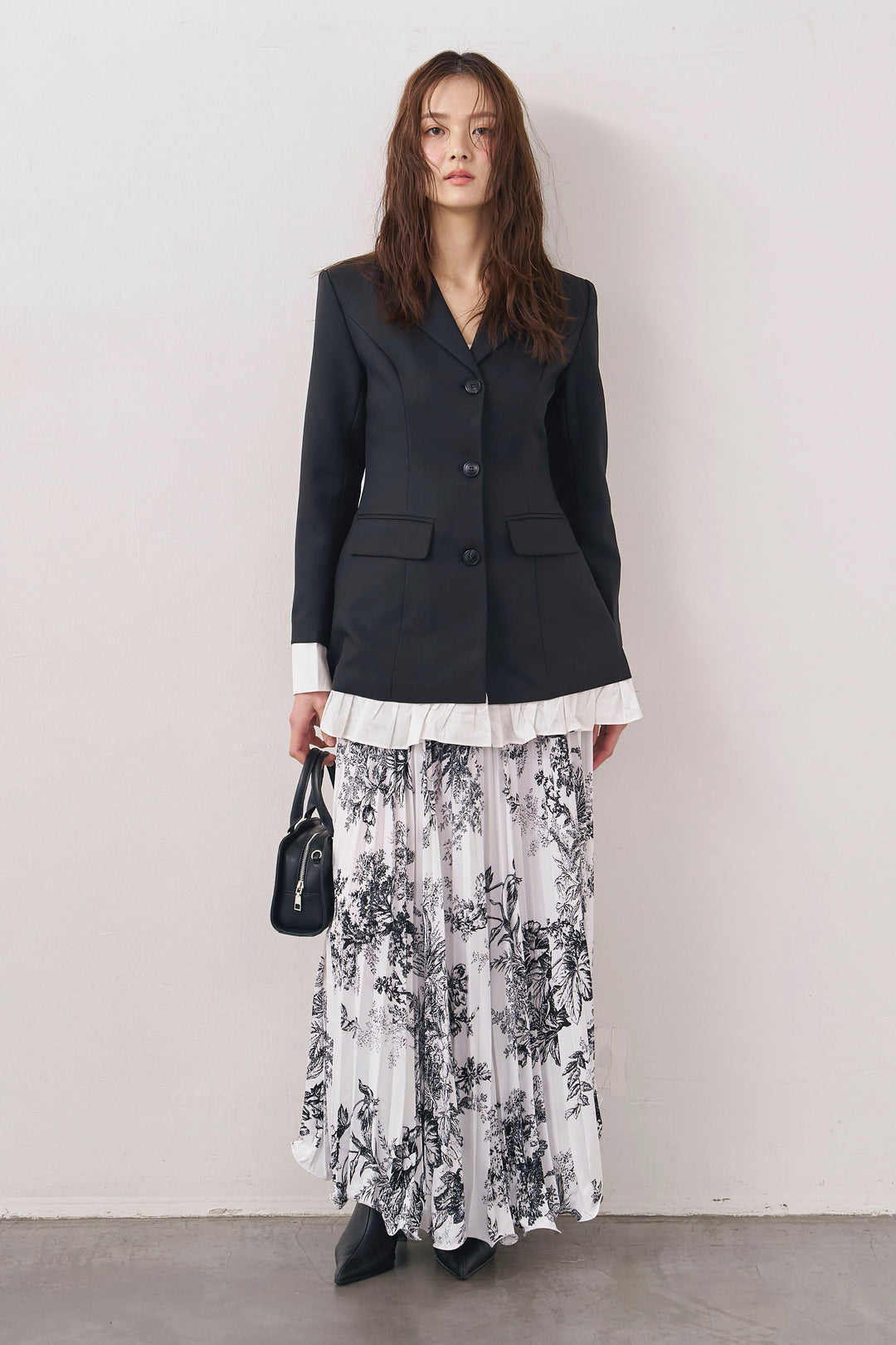 [予約]モノトーントワル柄プリーツスカート