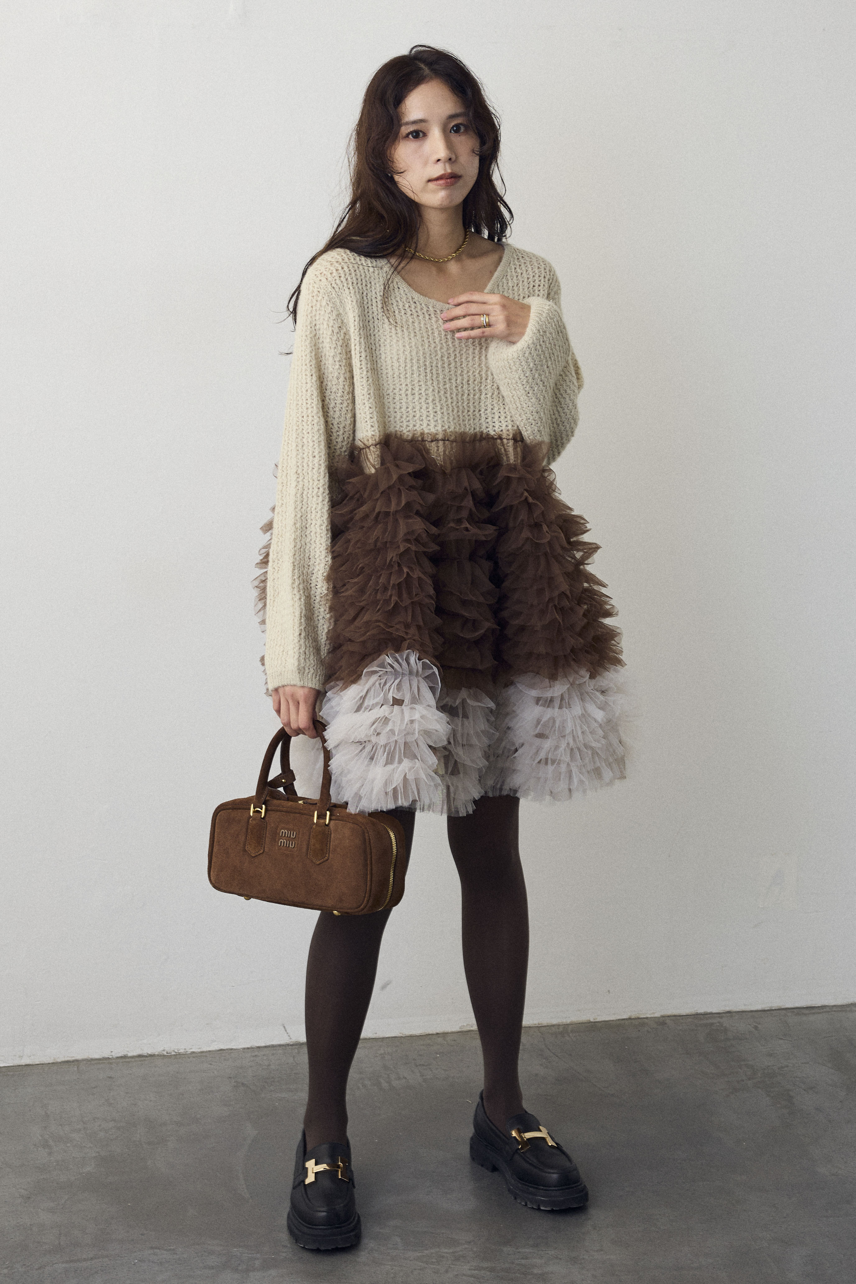 予約]ホイップチュールドッキングニットワンピ – Frene