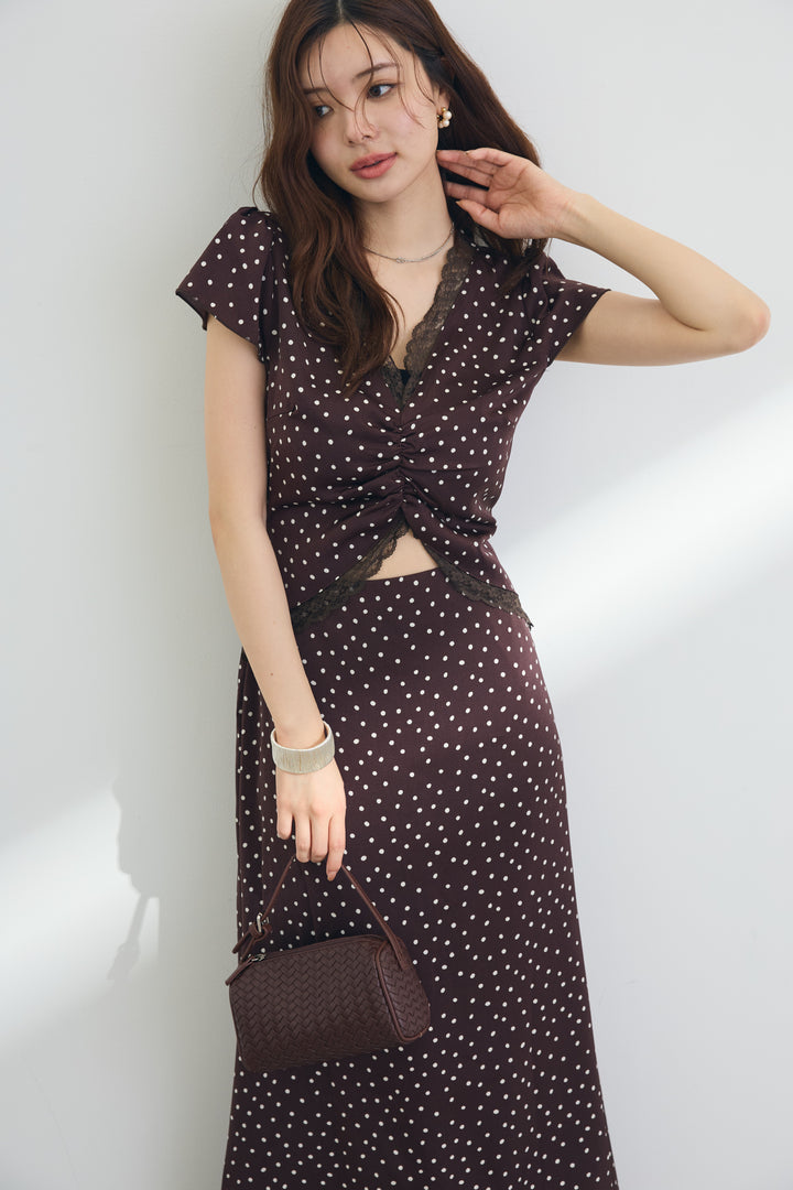 [予約]フロントカットドット美シルエットワンピ
