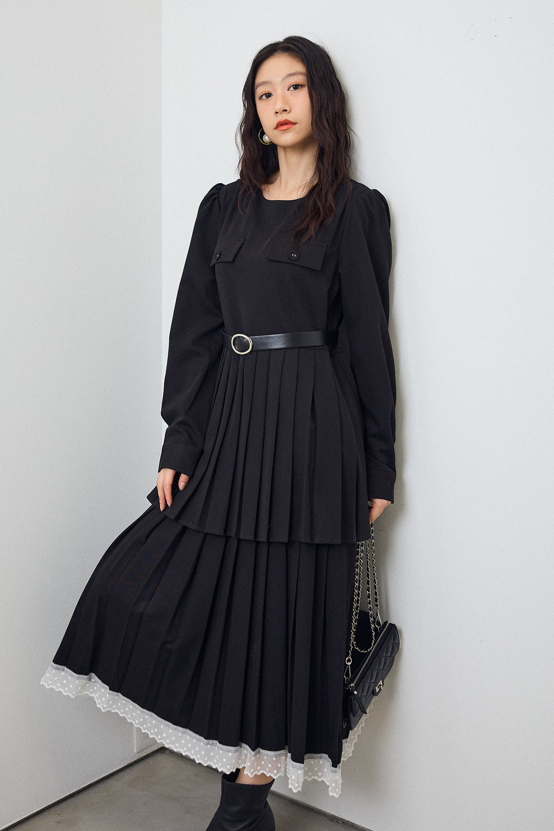 [予約]ダブルプリーツクラシカルワンピース