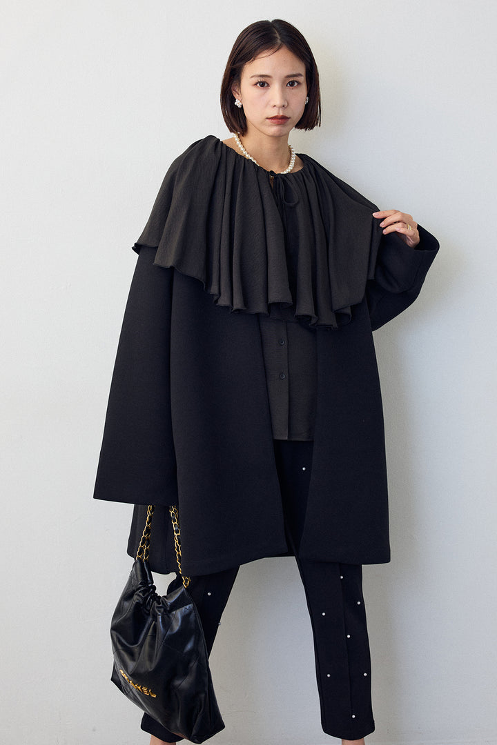 [予約]フリルポケットボンディングノーカラーコート