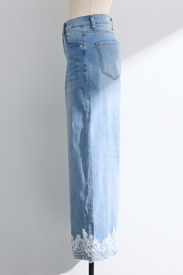 [予約]レースヘムデニムパンツ