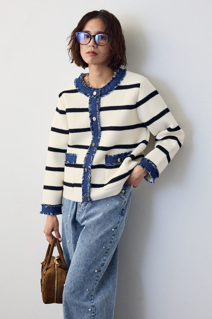 [予約]デニムドッキングマルチパターンカーデ