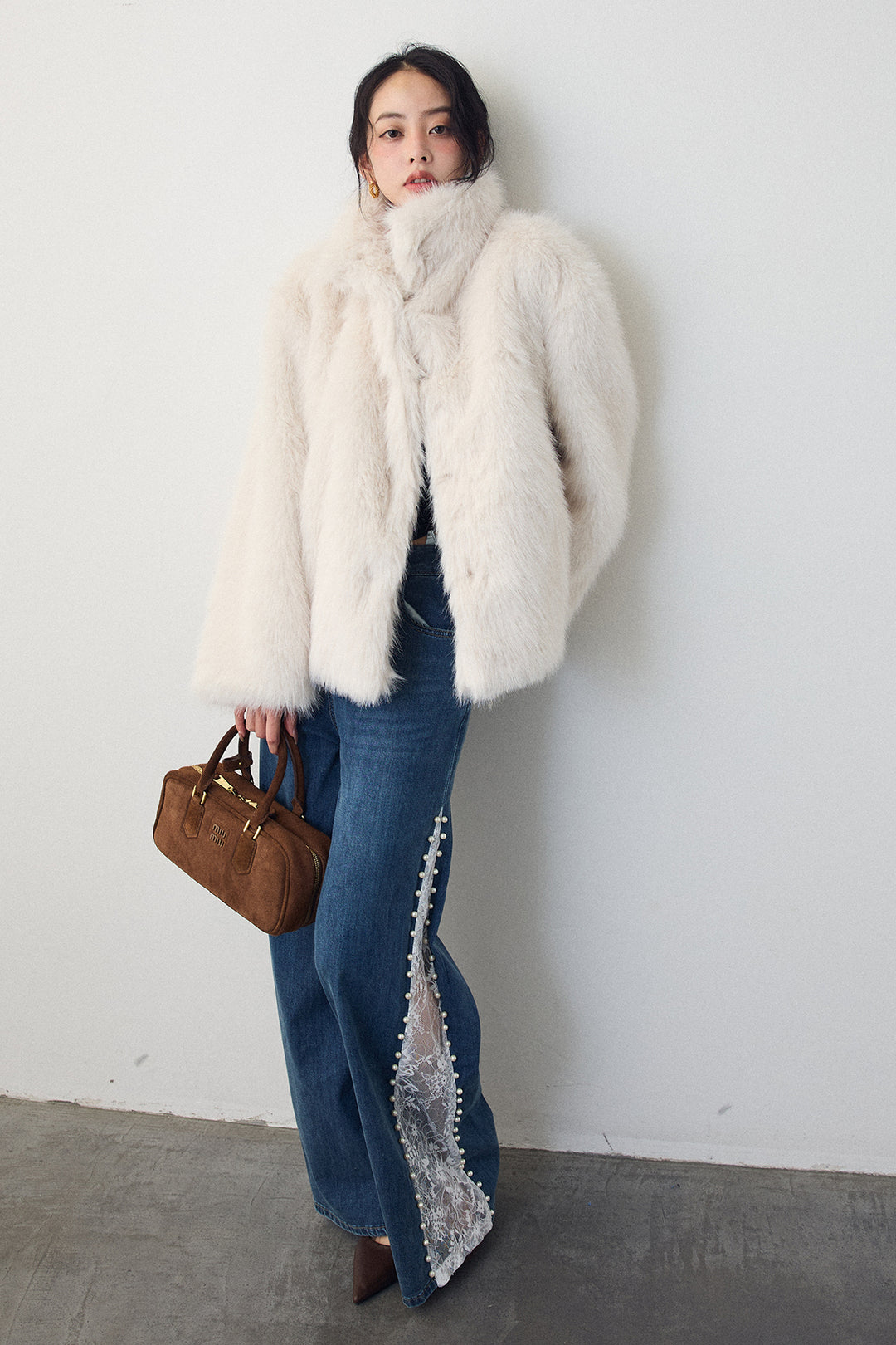 [予約]サイドレース切替ハイウエストデニム